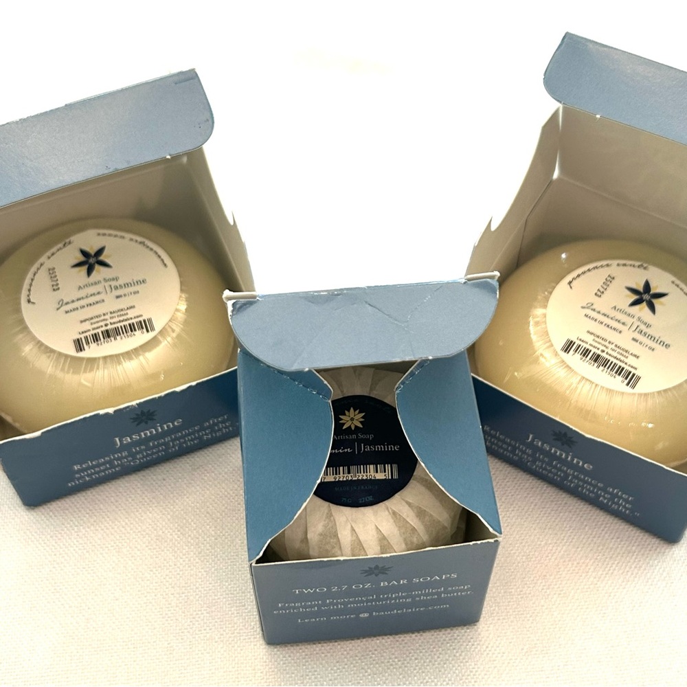 BARE Baudelaire Jasmine Artisan Soap 4 Bars 2 - 7oz & 2 - 2.7oz Made in France - Picture 2 of 16